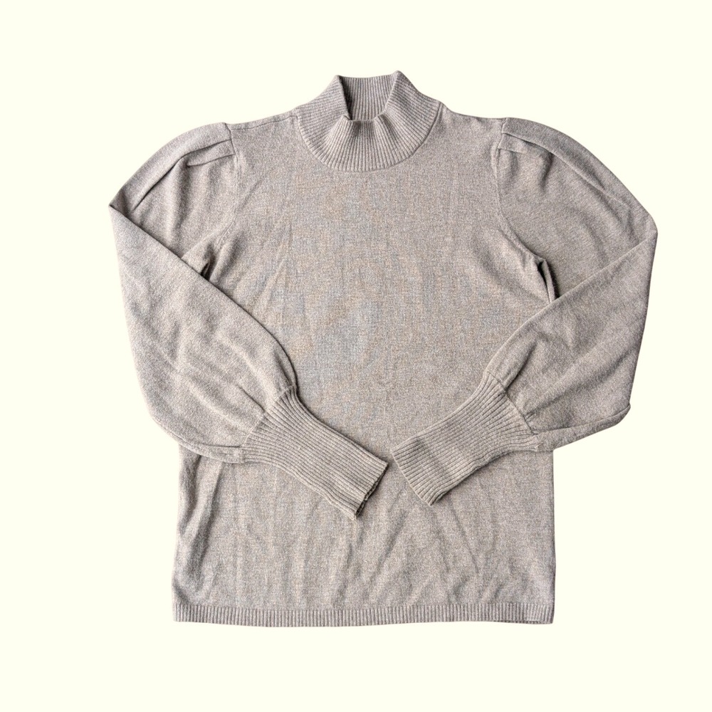 Premise Women's Mockβ Neck Puff Sleeve Knit Sweater Blouse Top - Size S